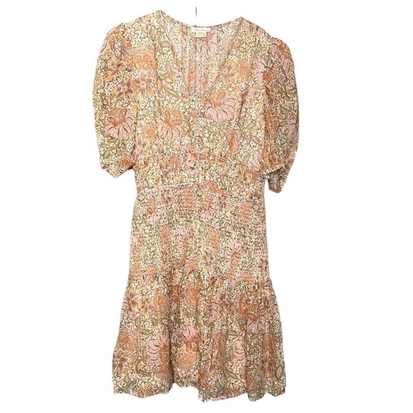 SHOSHANNA Aubrey metallic smocked puff sleeve mini dress size 4 - Picture 7 of 9